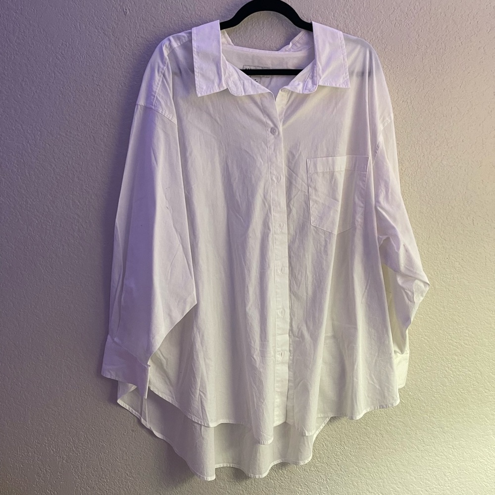 Long white Oxford Shirt. Cute over dresses